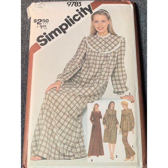 Simplicity Sleepwear Nightgown Sewing Pattern Sz 12 9783 - uncut - Picture 3 of 3